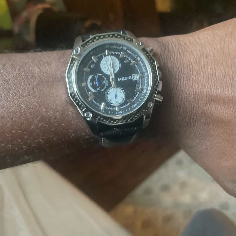 Silver and Black luxury watch